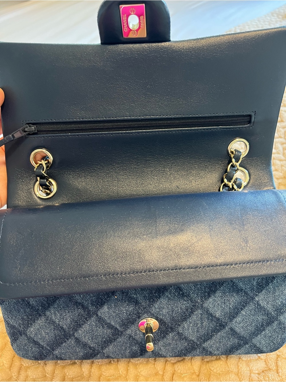 Chanel Denim Classic Flap Bag Blue Quilted Denim with Gold Hardware - Picture 4 of 10